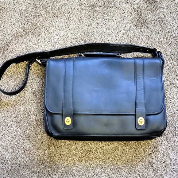 Coach leather briefcase with strap - Picture 1 of 8